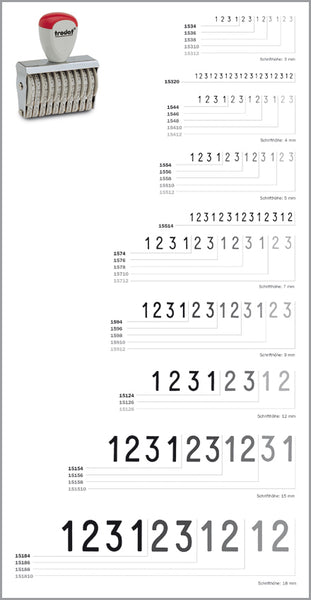 1512x Ziffernbänderstempel 12mm Schrifthöhe